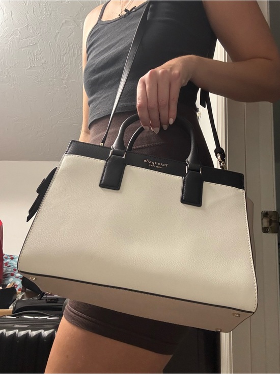 kate spade Handbags - kate spade two-tone white and black leather satchel